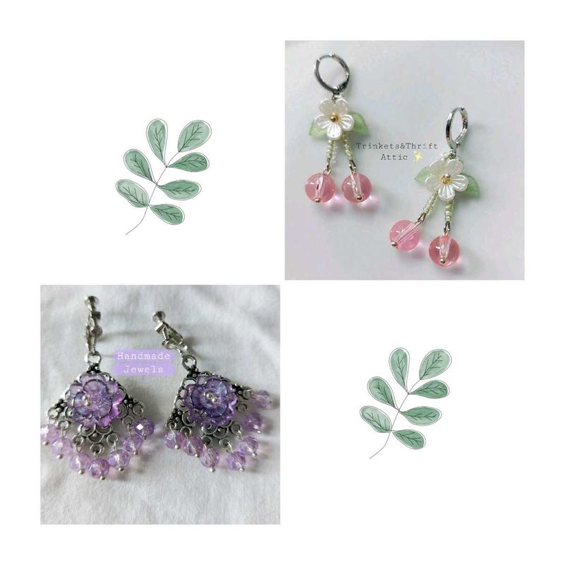 Handmade Beaded Drop Earrings SET Of 2