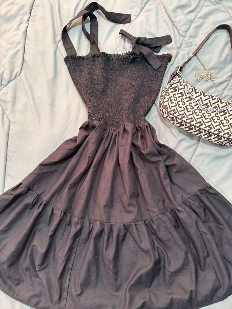 Black Tie-Strap Dress