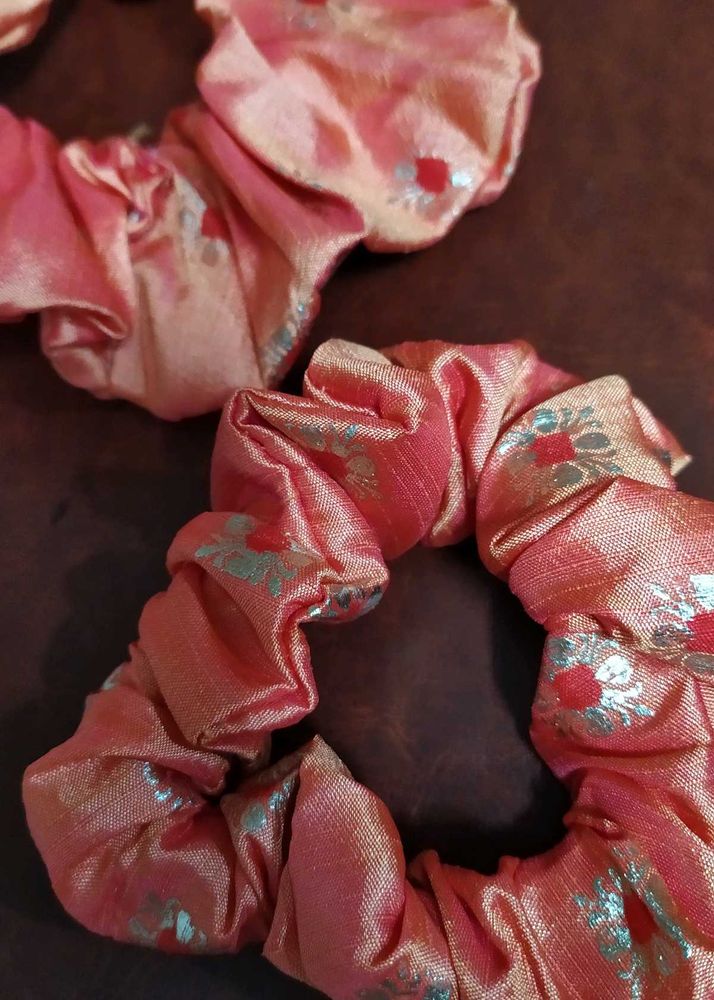 Floral Print Ethnic Glow Scrunchie-Handmade(Small)