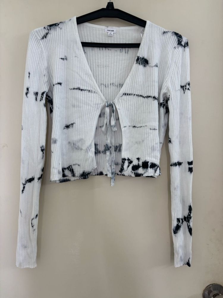 GARAGE TIE DYE FRONT CARDIGAN KNIT TOP