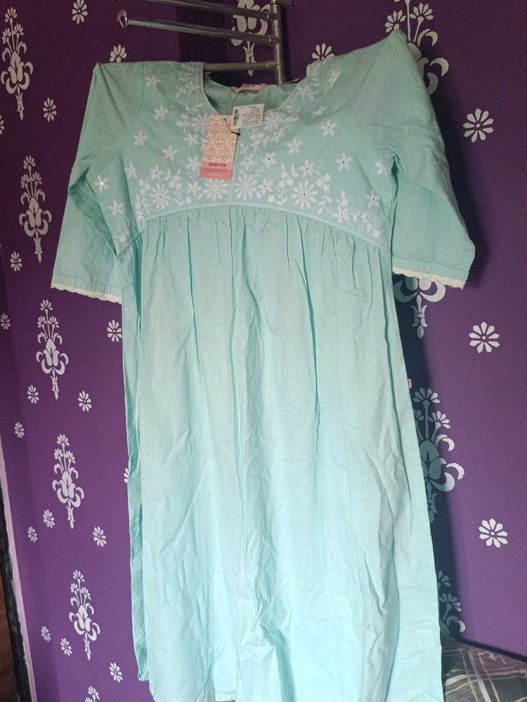 Cute Embroidered Aqua Dress