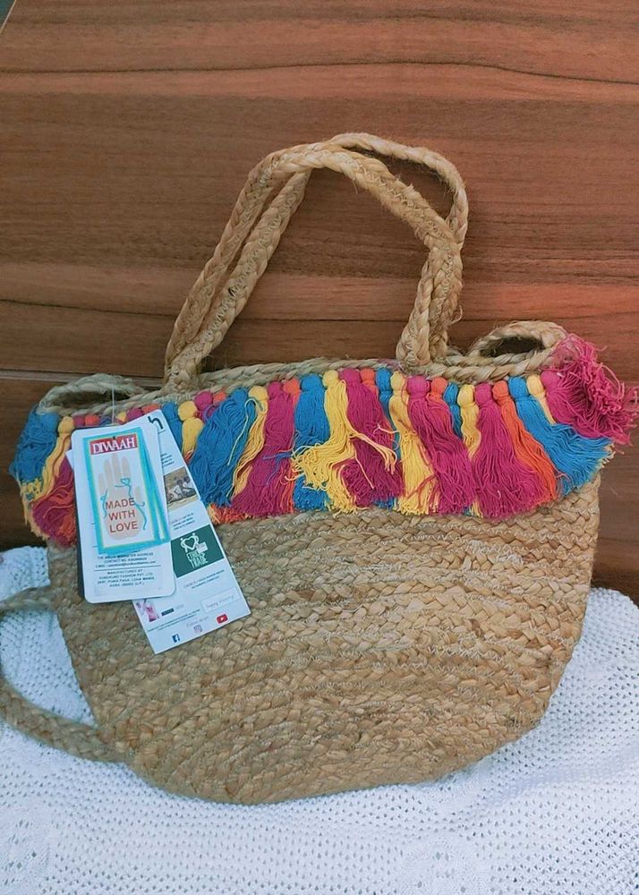 Beautiful Jute sling bag with tassels