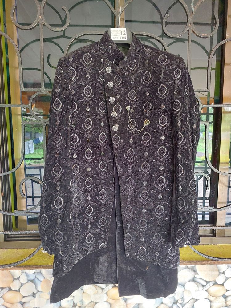 Velvet Black Festive Wear Boys Jodhpuri Sherwani
