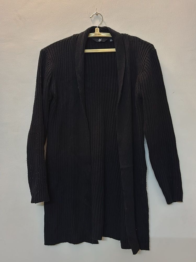 black woollen long shrug for women