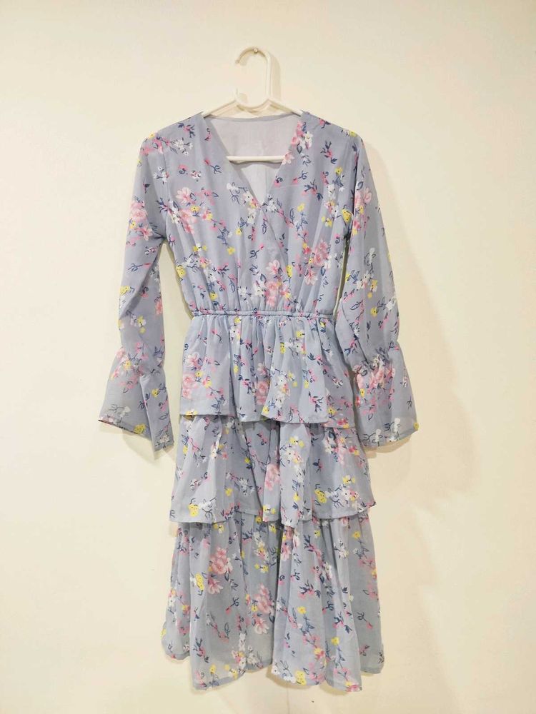 Pretty Grey Floral Dress
