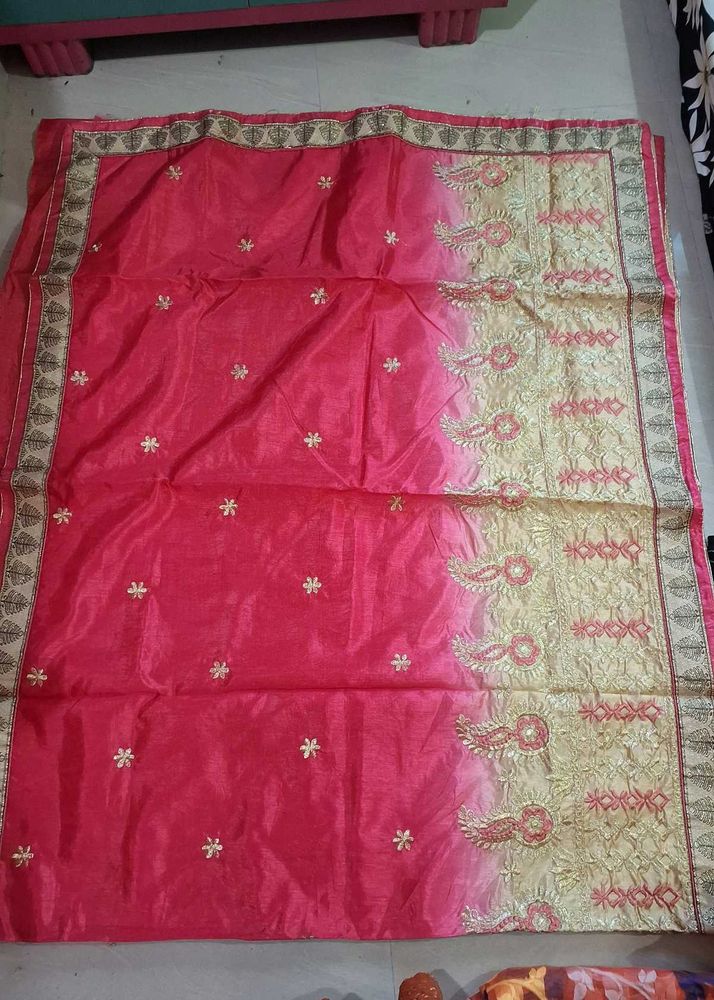 Elegant Pink Embroidered Saree