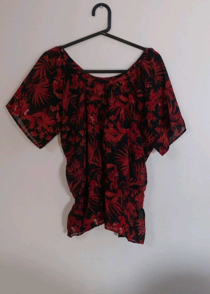 Red &amp; Black Floral Blouse
