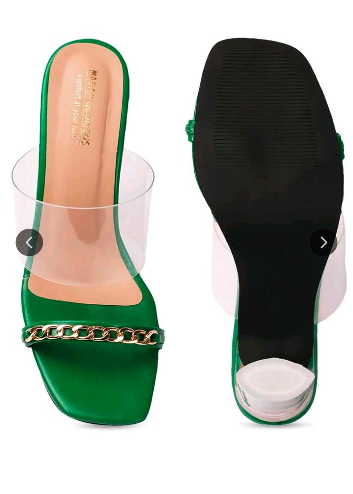 Green Chain Detail Heels