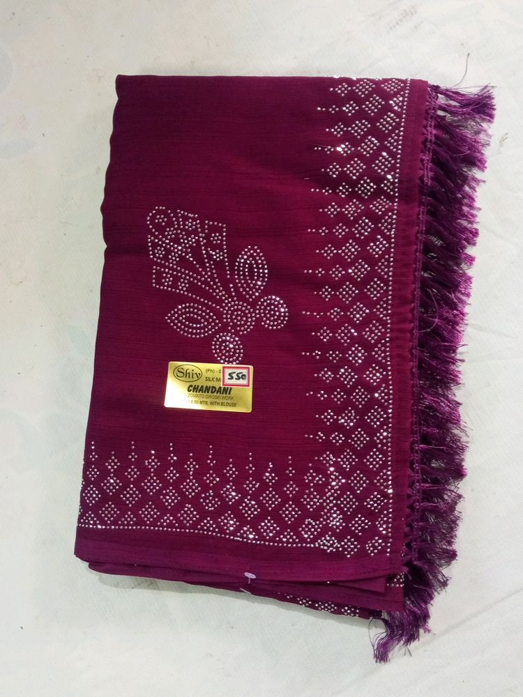 Trending Stone Work Sarees With Running Blouse