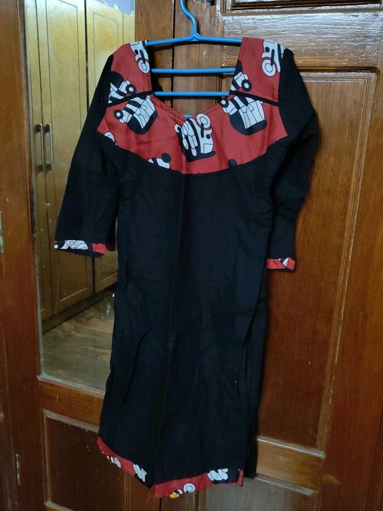 Printed Black Kurta