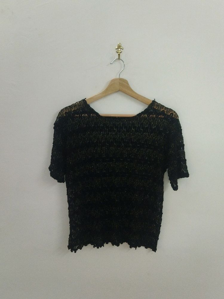 Golden Thread Net Mash Top