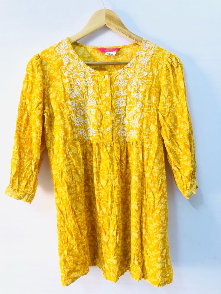 Yellow Embroidered Top