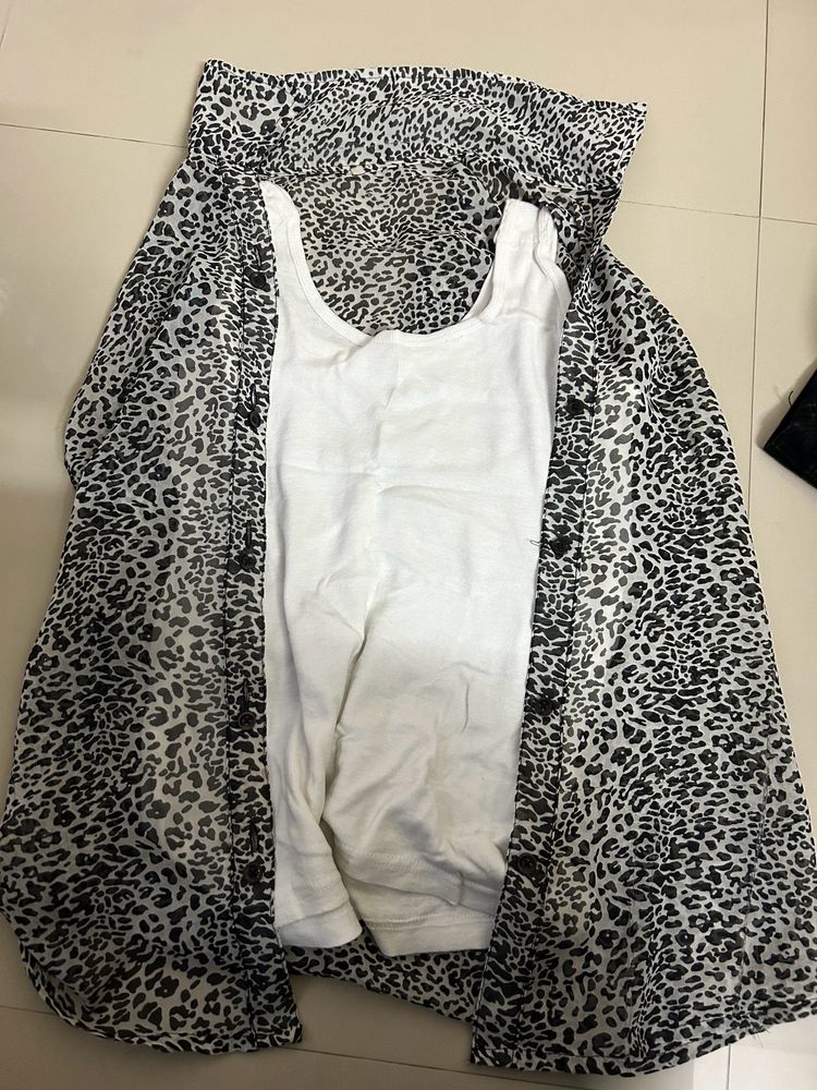 Zebra Print Shrug With Inner