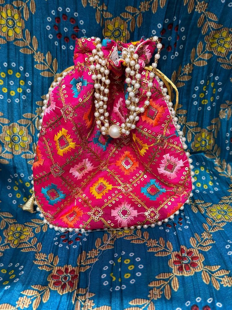 Indian Potli Bag - Pink