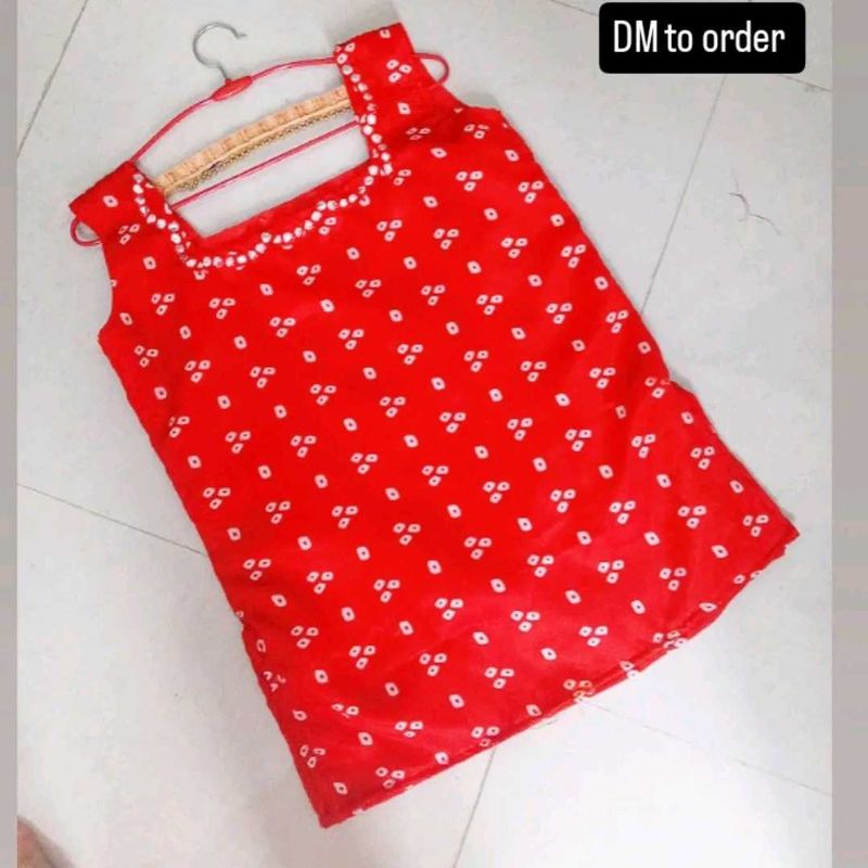 Red &amp; White Print Top