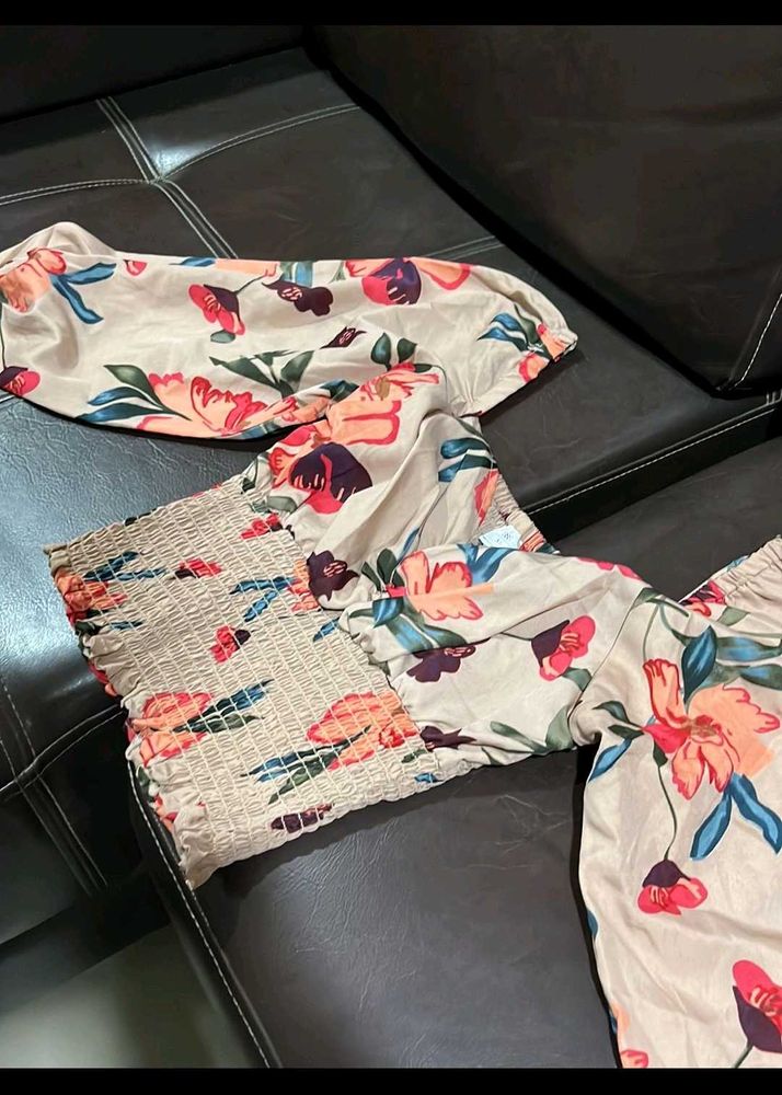 Floral Smocked Crop Top