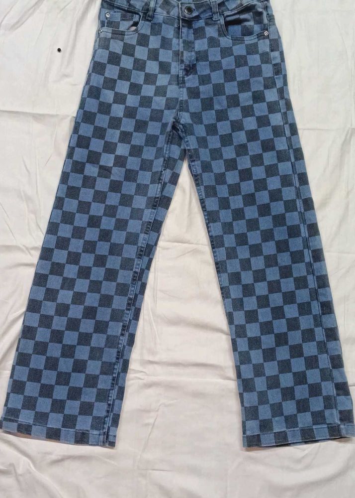 💙Checkered Wide Leg Jeans💙