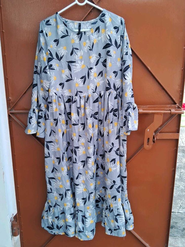 Here And Now Floral Print Ruffle Hem Dress