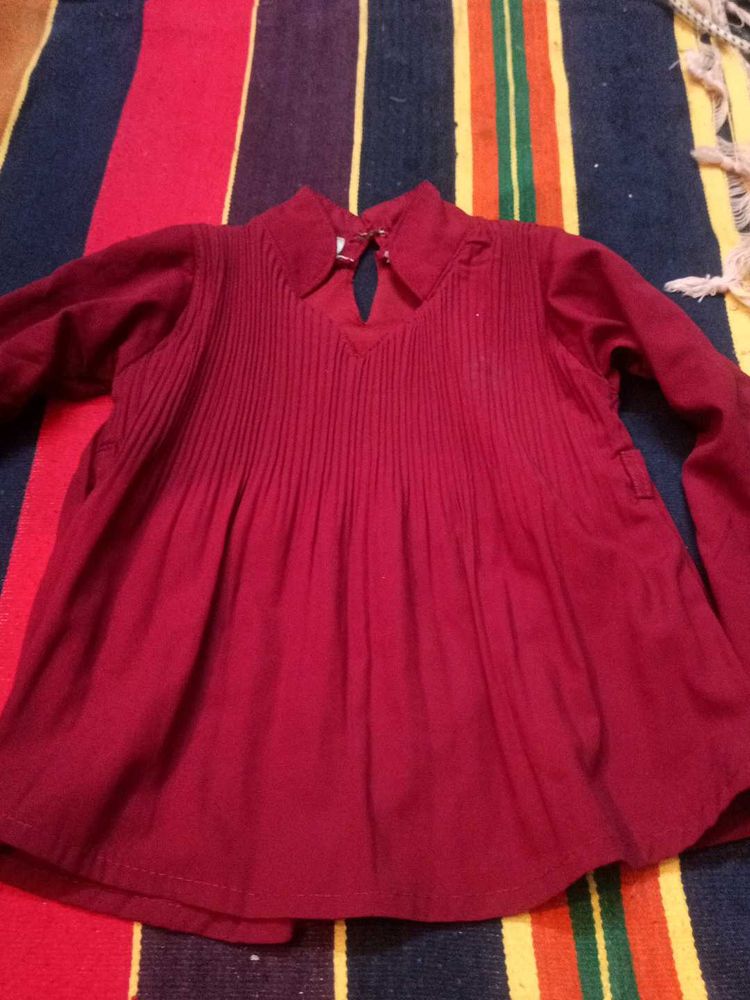 Maroon Pleated Top