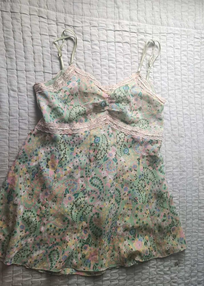 Floral Lace Trim Cami Top