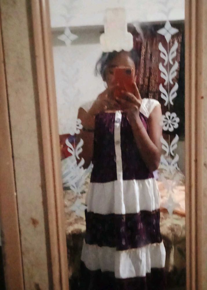 Purple &amp; White Tiered Dress