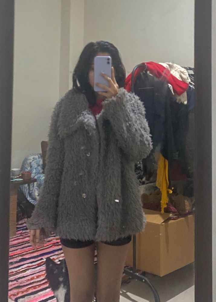 Cozy Gray Faux Fur Coat