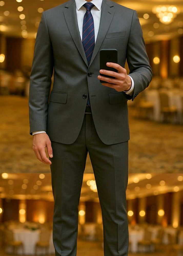 Men&#39;s Gray Full Suit Tailored Fit