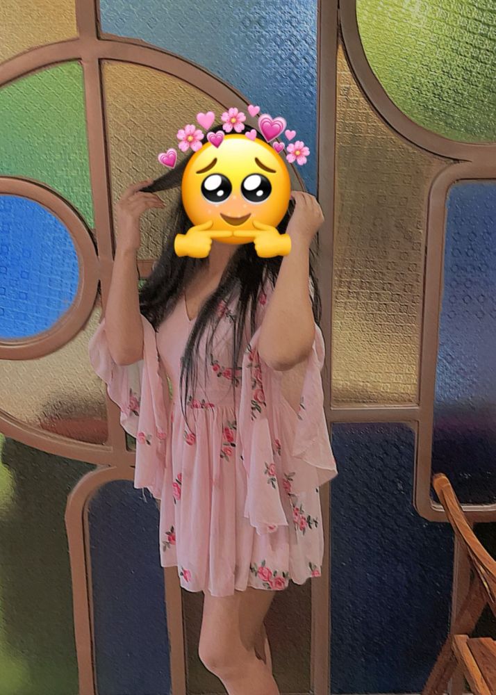 Pink Rose Embroidered Dress