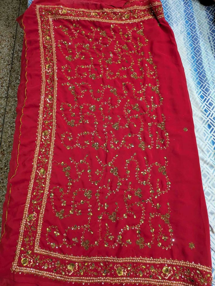 Red Embroidered saree with blouse