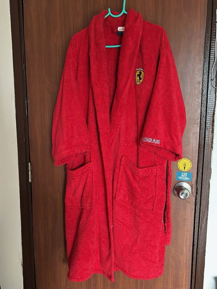 Ferrari Red Terry Cloth Bath Robe