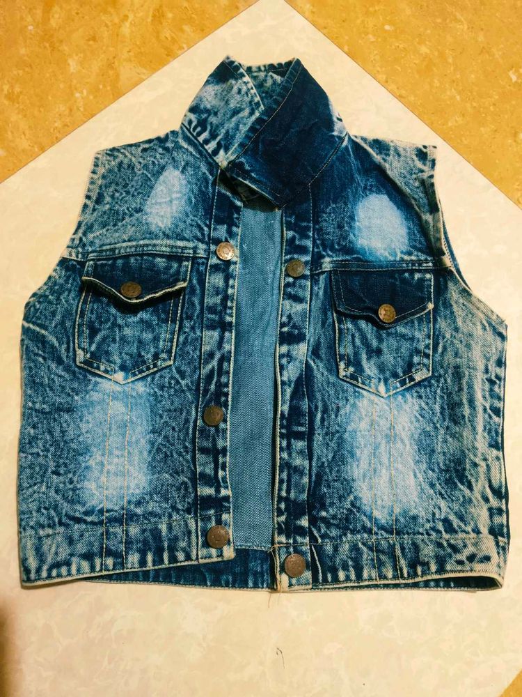 Acid Wash Denim Vest