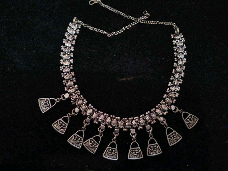 Beautiful Silver Oxidised Choker For Women &amp; Girls