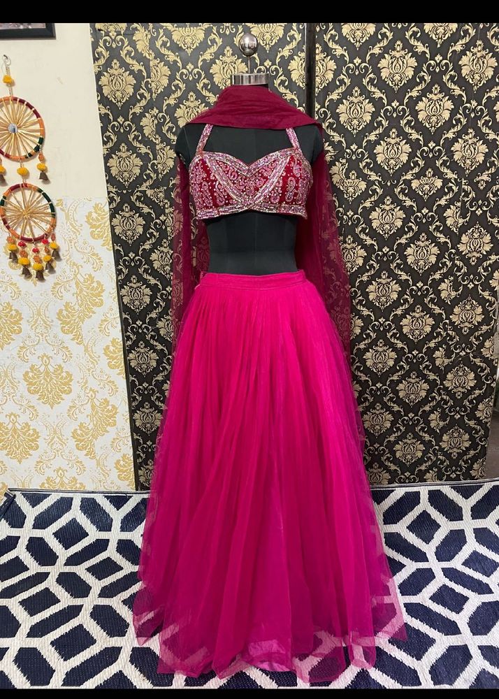Hot Pink Lehenga Choli Set