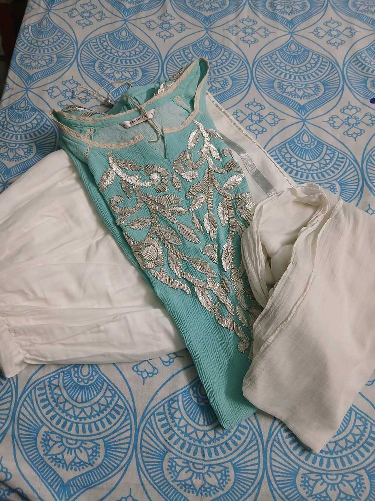 Elegant Embroidered Kurta Gharara Set