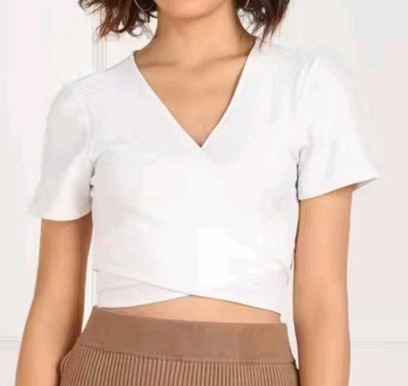 Stylish White Tie Up Crop Top