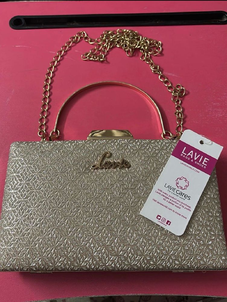 Lavie Gold Clutch with chain