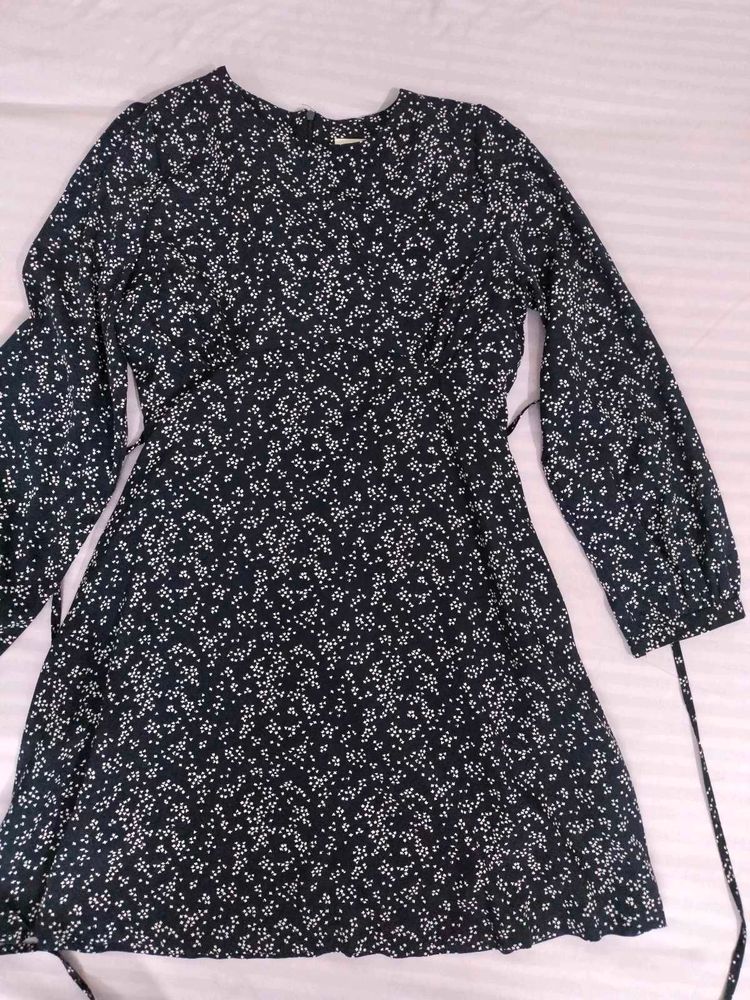 Floral Print Black Dress