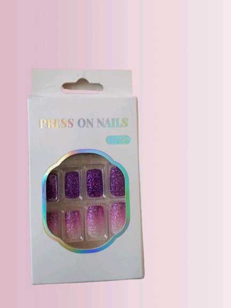 Purple Glitter Press On Nails