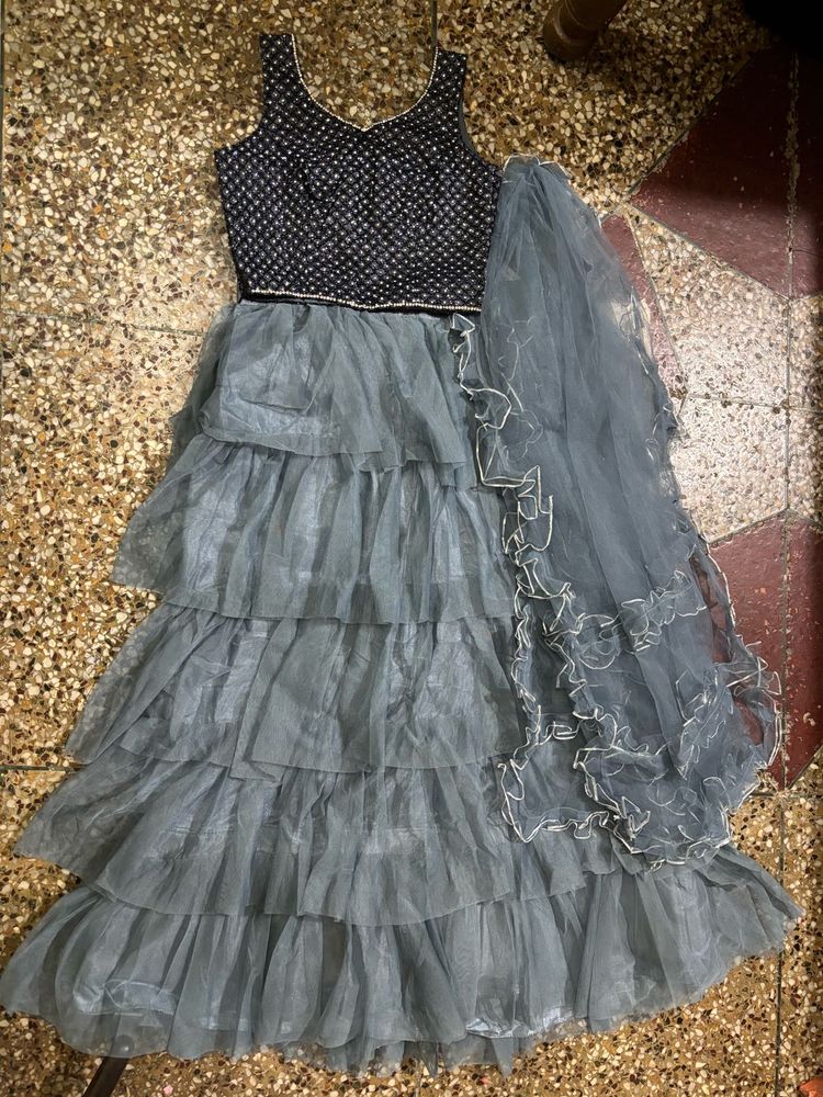 Elegant Grey Ethnic Gown