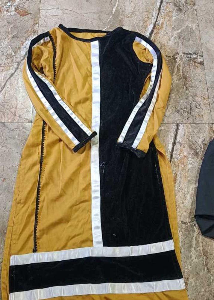 Stylish Mustard &amp; Black Kurta