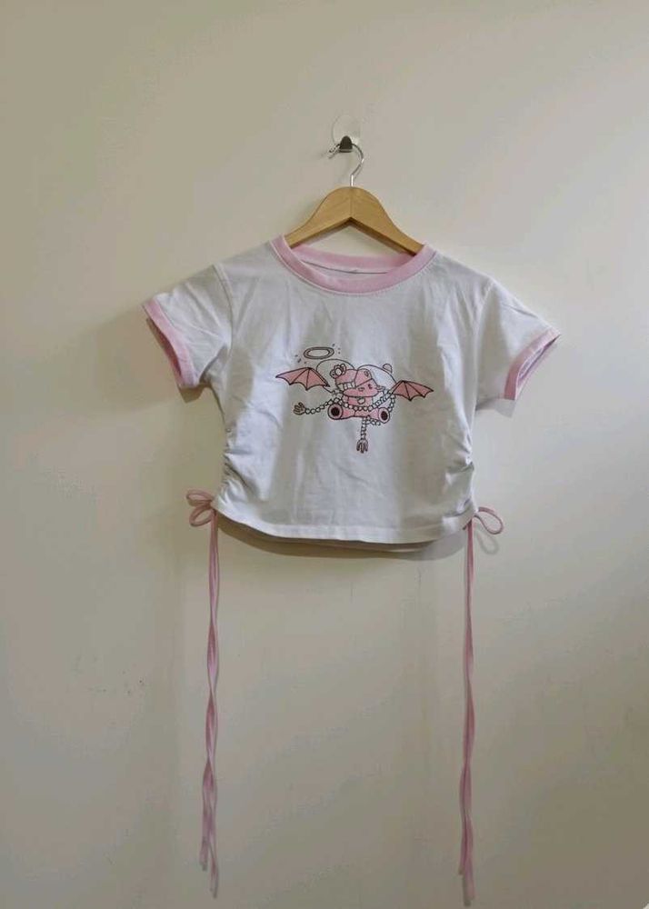 Cute Graphic Print Crop Top