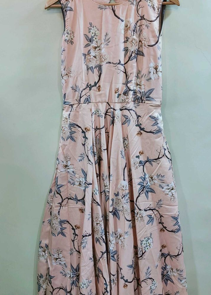 Peach Floral Party Wear Gown Set Women