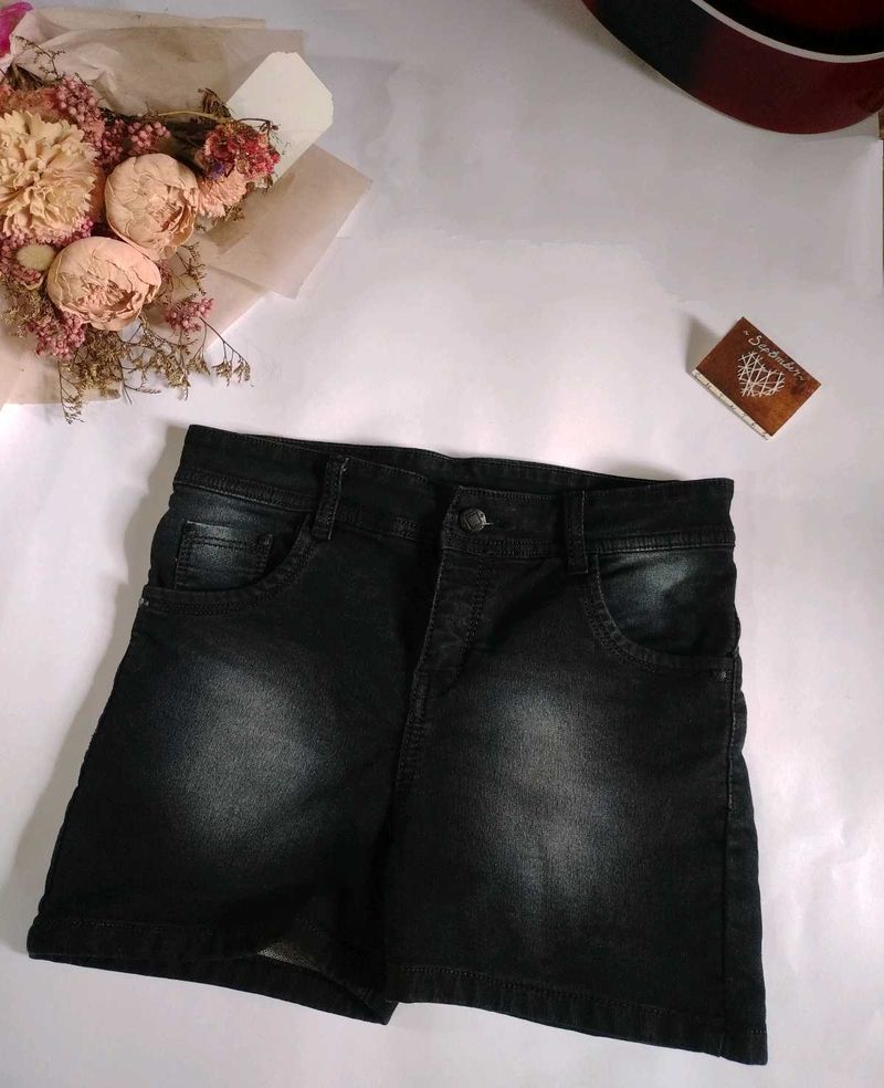 Black Denim Shorts