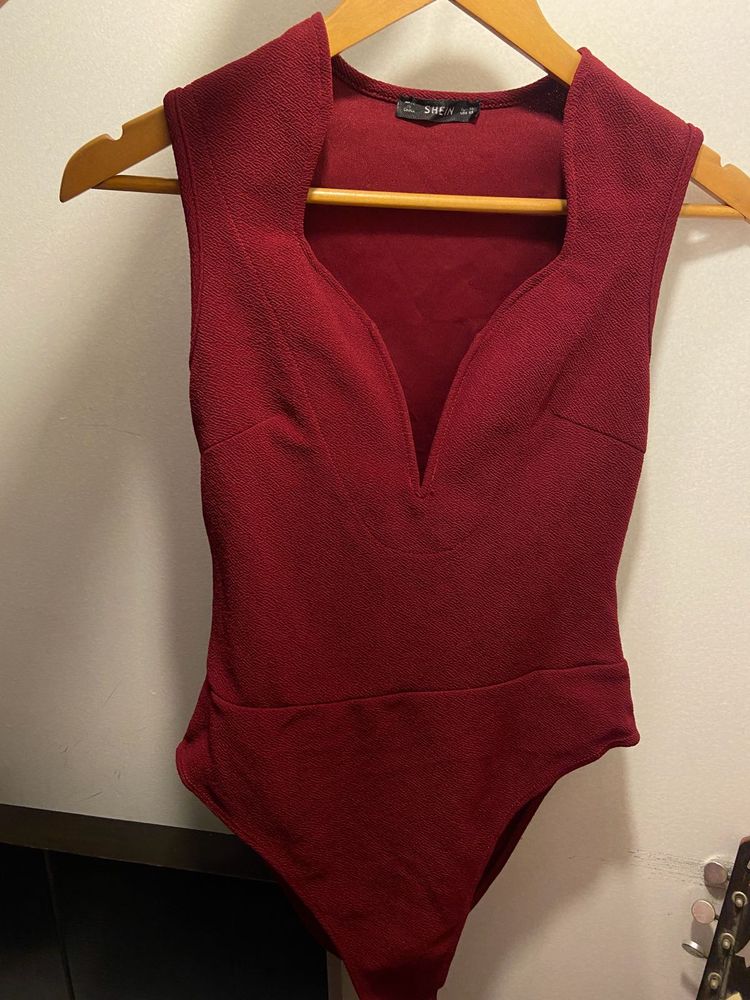 SHEIN Burgundy Bodysuit