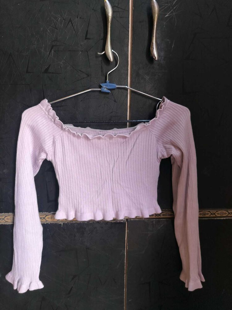 Cute Lilac Off-Shoulder Top