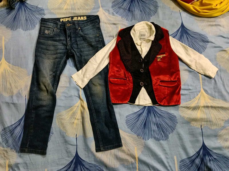 Boys Outfit: Jeans &amp; Vest Set