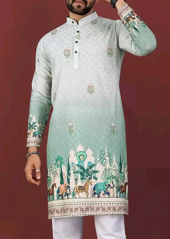 Ethnic Motifs Wooven Design Men&#39;s Kurta (Festive)