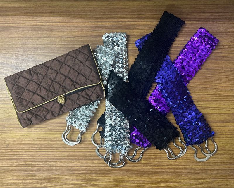 Sequin Belts - Pack Of 6 + Silk Pouch