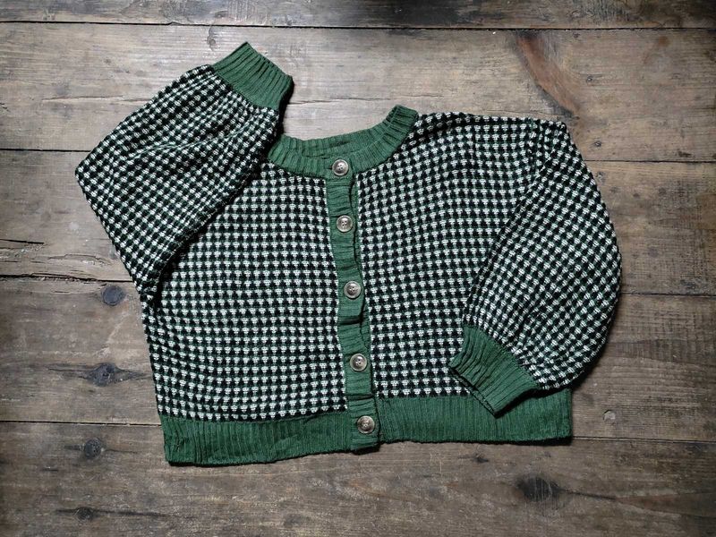 🌸Green Checked Cardigan