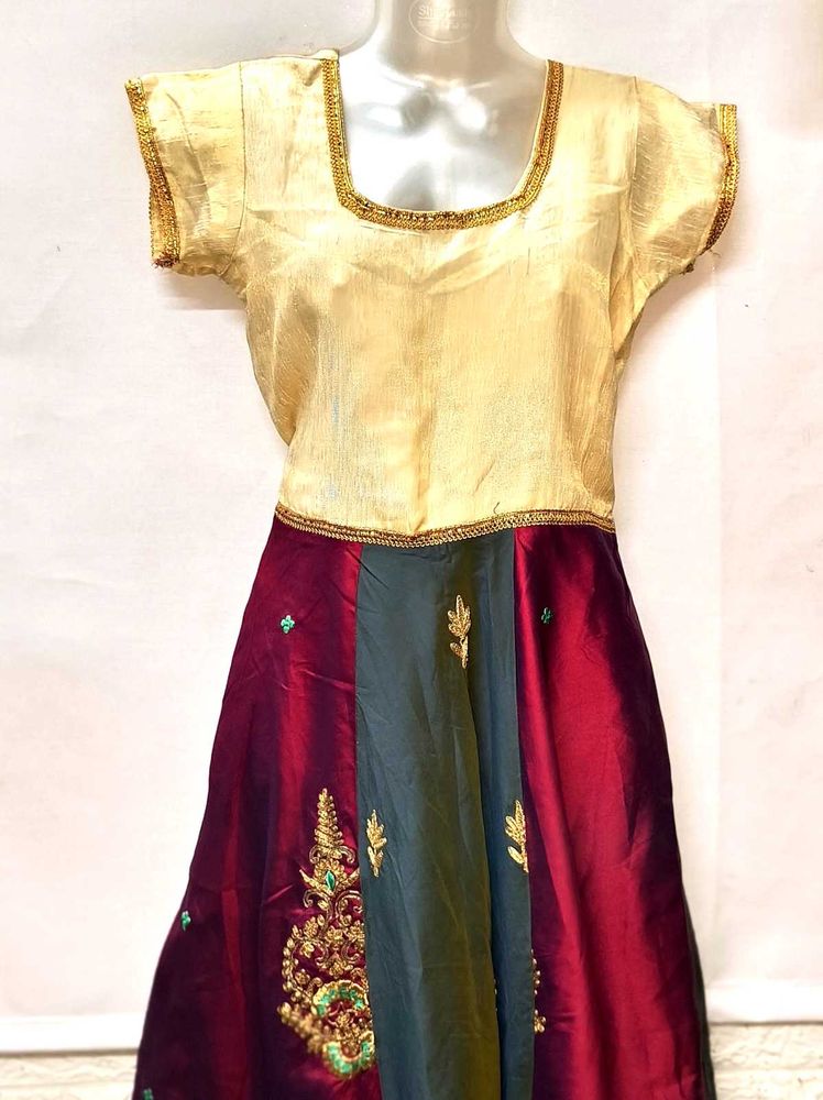 Ethenic Golden Embroidery Gown Small Size